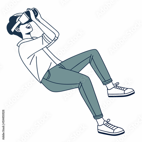 Person experiencing immersive virtual reality headset
