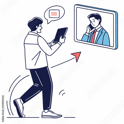 Professional businessman video conference tablet communication
