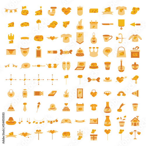 Cheese Lovers Day Flat Icons. Easy To Edit. EPS 10