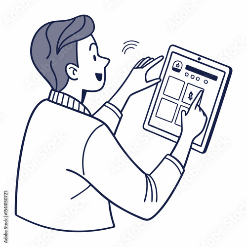 Man using tablet for online shopping app