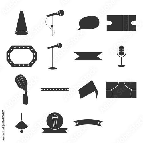 Stand Up Comedy Silhouettes. Easy To Edit. EPS 10
