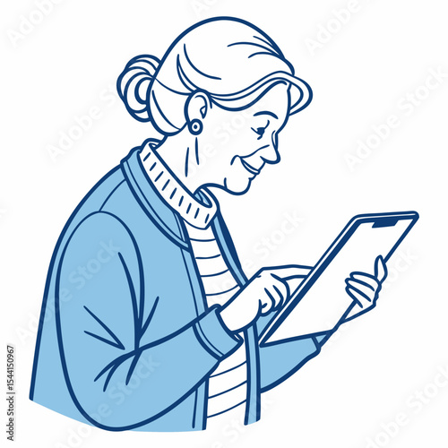 Senior woman using tablet computer digital technology