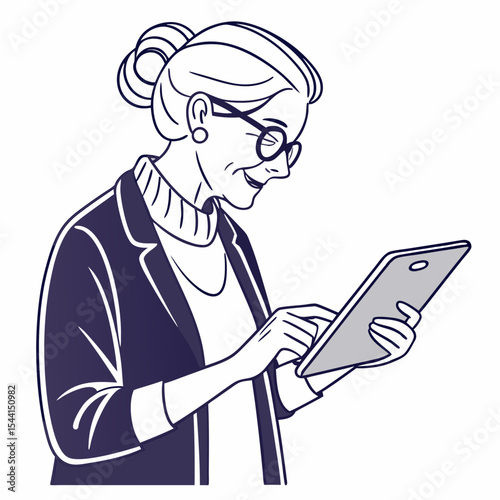 Senior woman using tablet digital technology elderly