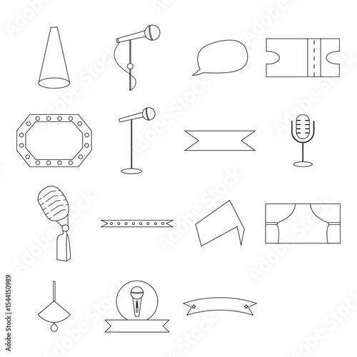 Stand Up Comedy Line Icons. Easy To Edit. EPS 10