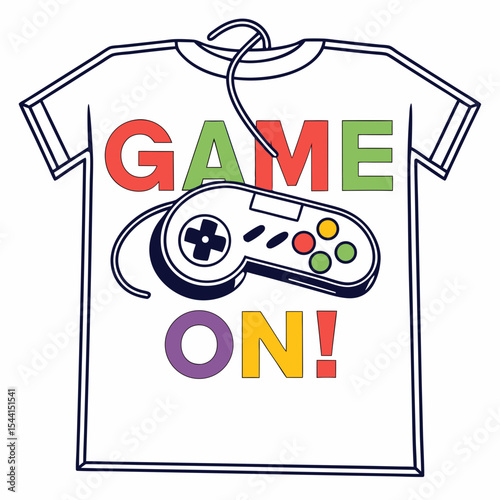 Game on tshirt design retro gamer controller