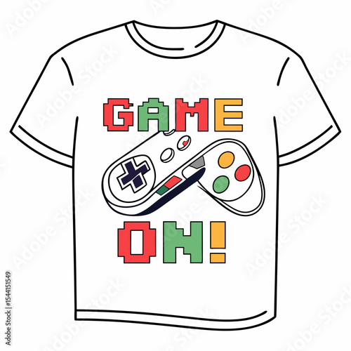 Game on pixel art gamer tshirt design