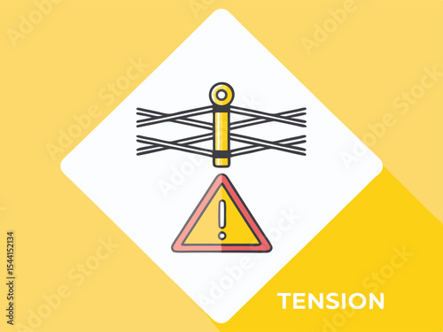 Vibrant Tension Warning Icons Vector Set with Cables for Safety Notices and Industrial Design Projects