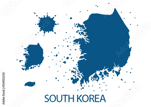 Bold Blue South Korea Map Icons Vector Set for Geographic Insights and Travel Design Projects