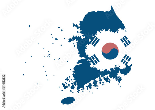 Vibrant South Korea Map Icons Vector Set with Flag for Cultural Heritage and Travel Design Projects