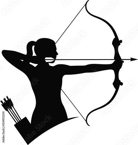 Female Archer Silhouette Vector – Archery Clipart for Sports & Adventure Designs
