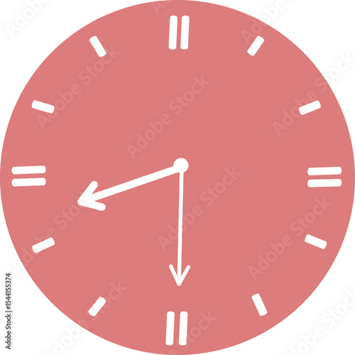Simple Pink Analog Clock Showing Time