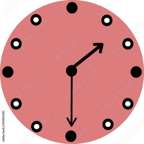 Simple Pink Analog Clock Design with Black Hands and Markers