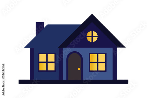 Cozy Blue House at Night A Charming Home Illustration