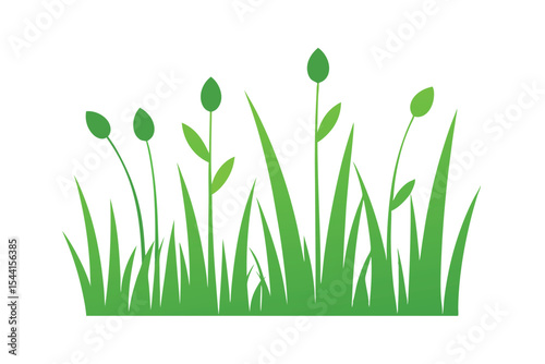 Vibrant Green Grass and Lush Plants A Springtime Illustration