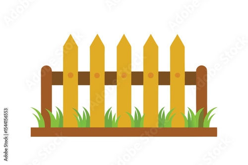 Charming Yellow Wooden Fence with Green Grass Perfect for Garden or Yard