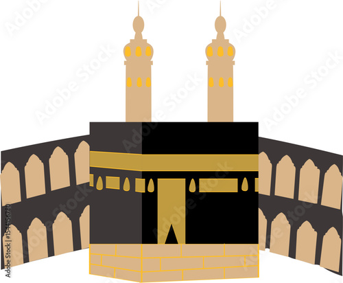 Islamic Holy Site Kaaba Mecca Minimalist Illustration