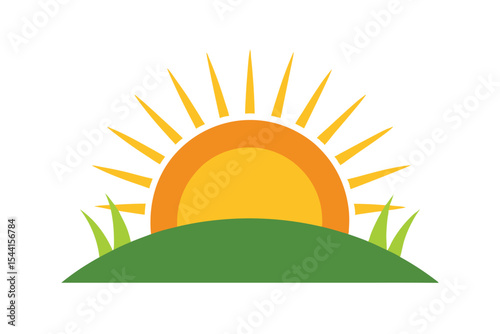 Sunrise Over Rolling Hills A Vibrant Nature Illustration