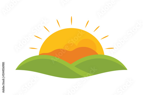 Sunrise over Rolling Hills A Serene Landscape Illustration
