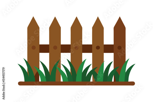 Wooden Fence with Grass: A simple, charming illustration of a rustic wooden fence with vibrant green grass at its base.  Perfect for adding a touch of nature to your designs.
