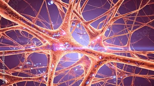 Intricate network of neurons glowing in vibrant colors, illustrating brain activity.