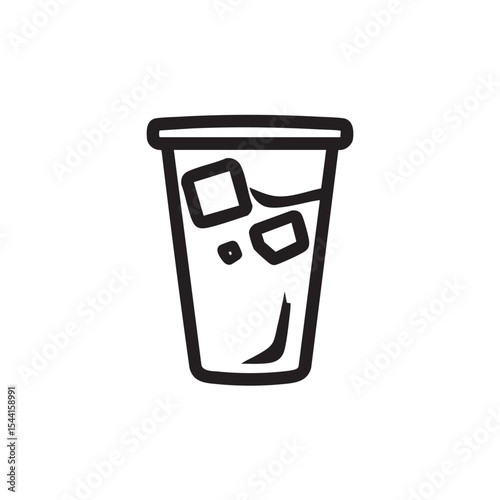 Refreshing drink in a cup with ice cubes for summer enjoyment