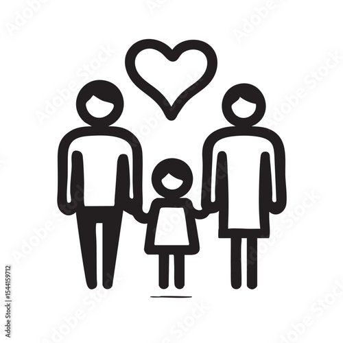 Family love symbol featuring parents and child holding hands