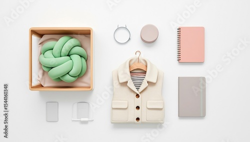 Cream vest notebooks knot pillow accessories fashion clothing apparel