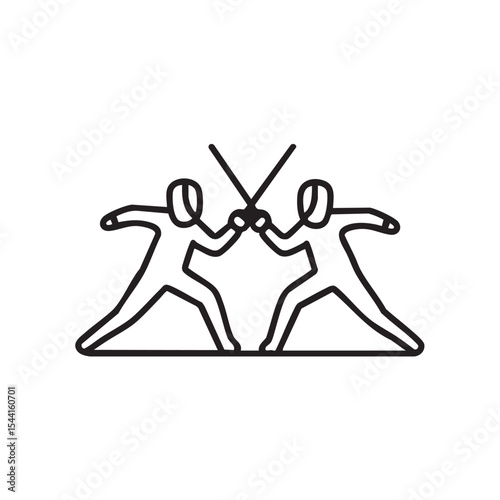 Fencing duel in silhouette style for sport and competition design