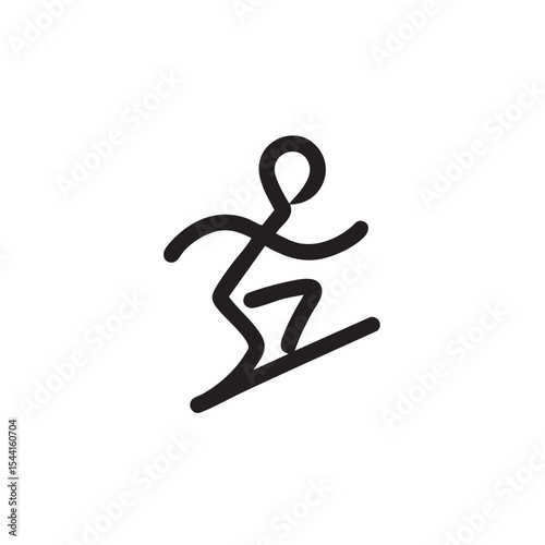 Minimalist illustration of person snowboarding with dynamic movement