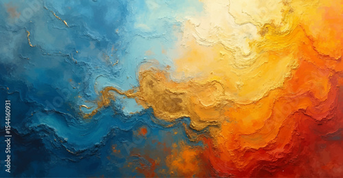Grunge background with fiery paint strokes and vintage paper texture