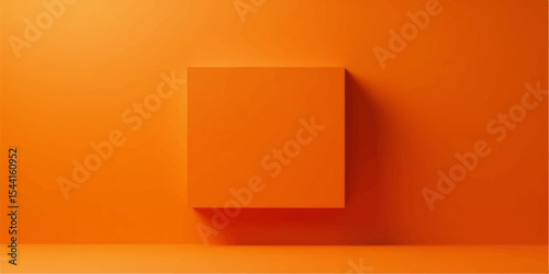 Vibrant orange abstract background with a blank frame for your gallery design