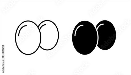Set of broken eggs icon. Black and outline shapes of cracked egg
