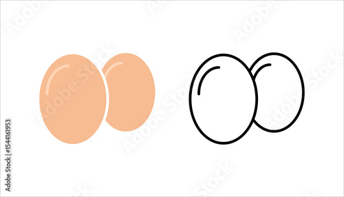 Set of broken eggs icon. Black and outline shapes of cracked egg
