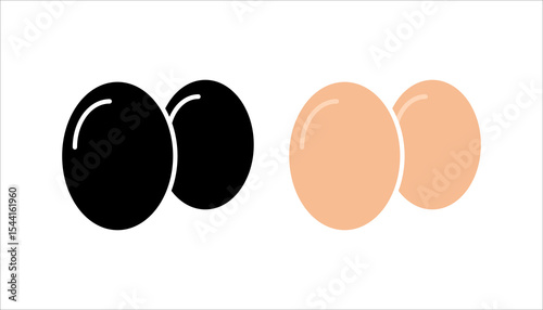Set of broken eggs icon. Black and outline shapes of cracked egg
