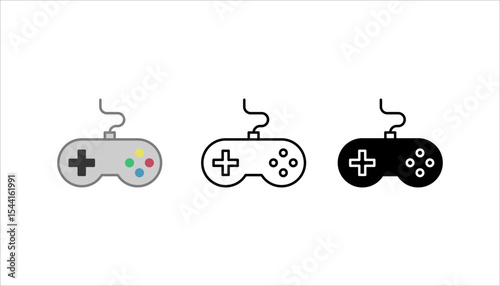 Gaming controller icon set. Silhouette style. Game console. Joystick icon collections. Gamepad icon set. Video game controller, joystick, console icon. Vector Illustration. Vector Graphic. EPS 10
