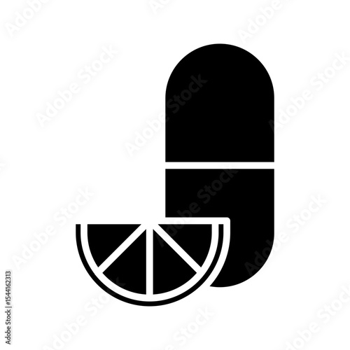 Vitamin C Lemon outline icon. linear style sign for mobile concept and web design. Medical capsule and lemon slice simple line vector icon. Symbol, logo illustration. Pixel perfect vector graphics
