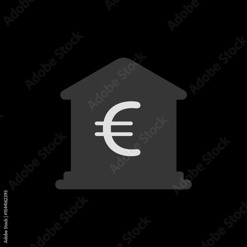 Filled Euro Bank Building Icon