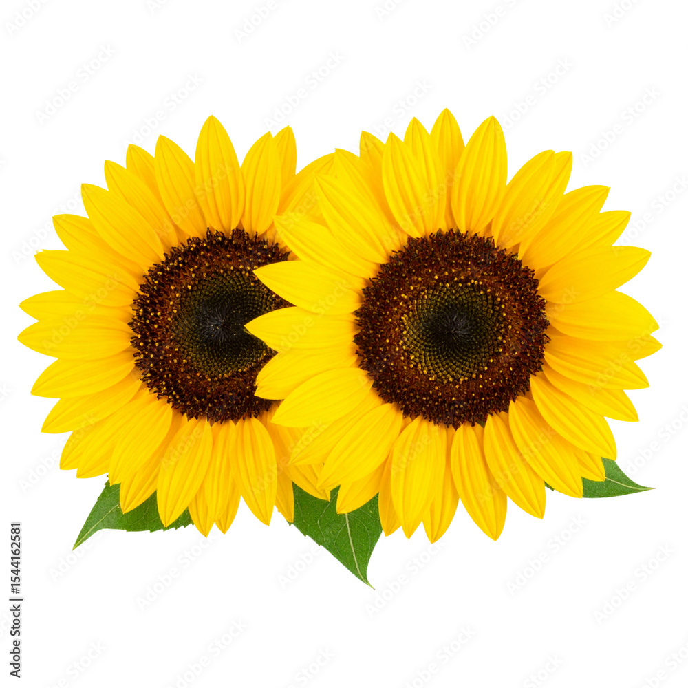 Fototapeta premium Sunflower with Leaves – High Resolution PNG for Sublimation