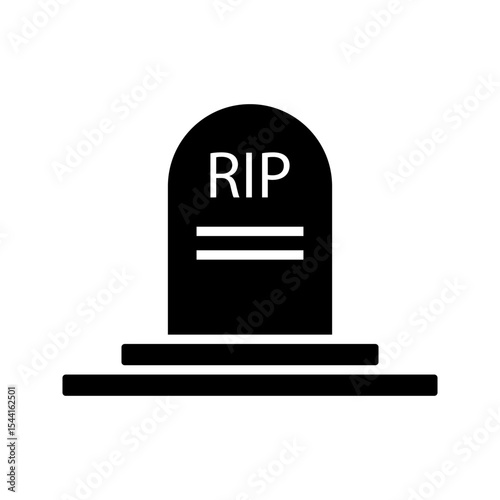 Black line Tombstone with RIP written on it icon isolated on white background. Grave icon. 