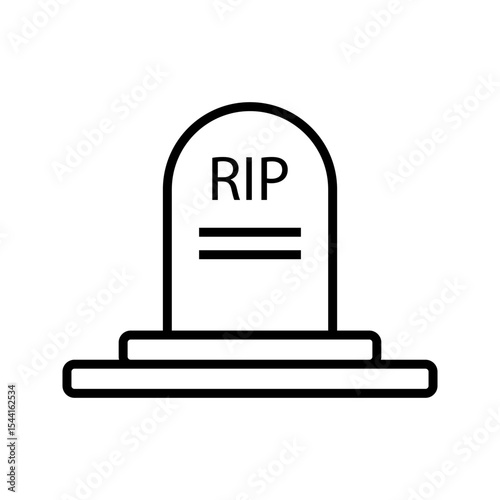 Black line Tombstone with RIP written on it icon isolated on white background. Grave icon. 