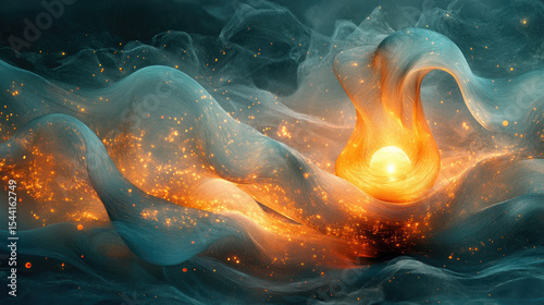 Ethereal glow of swirling energy and light in space