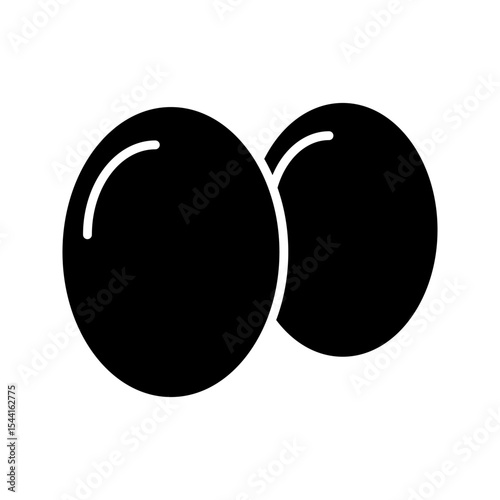 Set of broken eggs icon. Black and outline shapes of cracked egg
