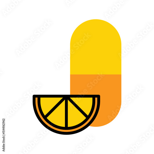 Vitamin C Lemon outline icon. linear style sign for mobile concept and web design. Medical capsule and lemon slice simple line vector icon. Symbol, logo illustration. Pixel perfect vector graphics
