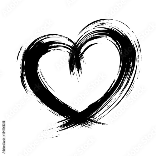 Minimalist Brush Stroke Heart Silhouette – Black SVG Clipart Icon