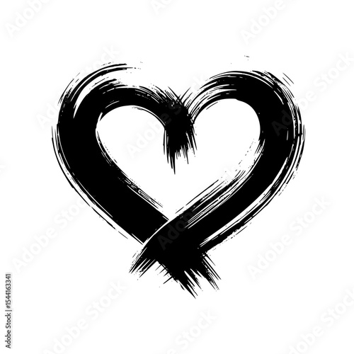 Minimalist Brush Stroke Heart Silhouette – Black SVG Clipart Icon