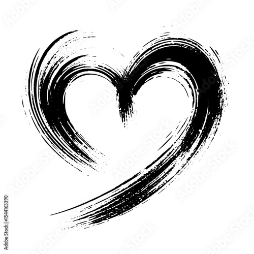 Minimalist Brush Stroke Heart Silhouette – Black SVG Clipart Icon