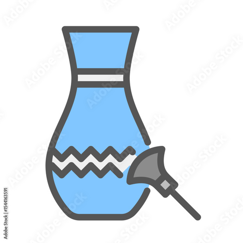 dusting filled outline icon. cleaning vase color line illustration.