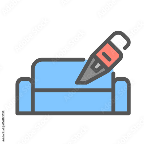 hand vacuum filled outline icon. cleaning sofa color line illustration.