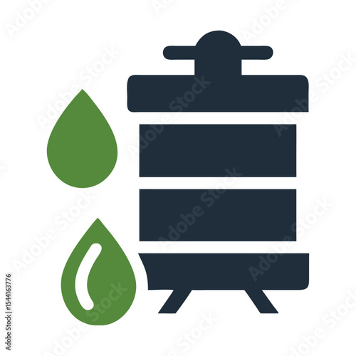 Green Drops and Dark Blue Water Filtration System Icon Ecology Environment vector