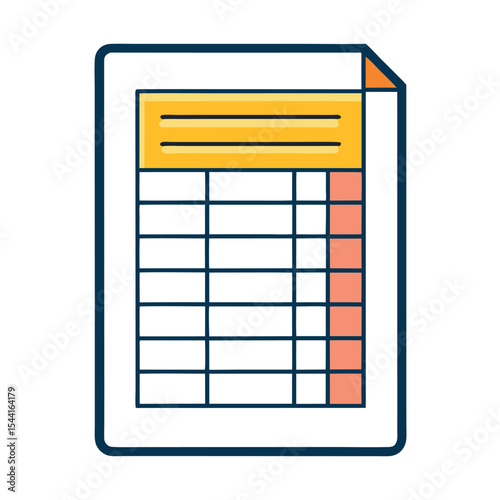 Line vector icon of a document displaying a spreadsheet or table. Ideal for data management, reports, accounting, analytics, business tools, and office software interfaces.